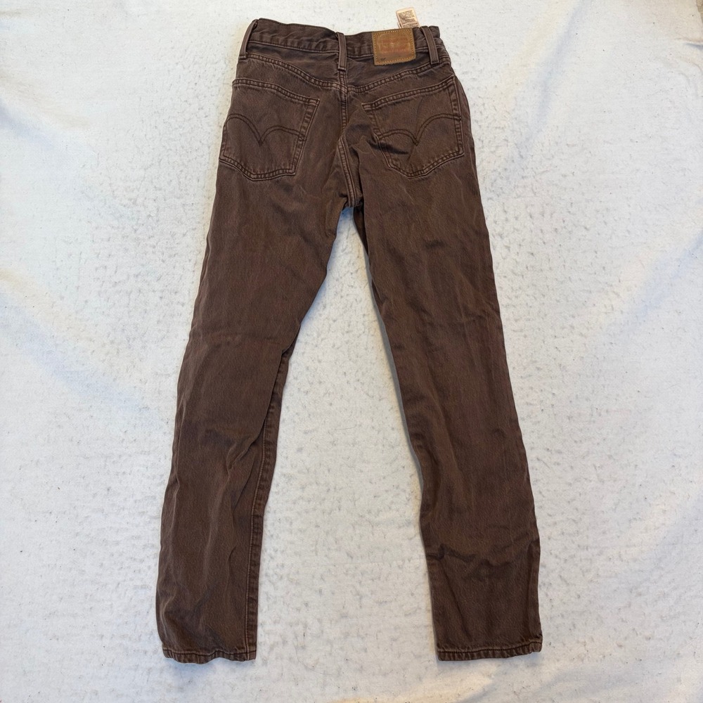 Levis Premium 501 Jeans Womens W24 Brown Straight Leg Cotton Denim